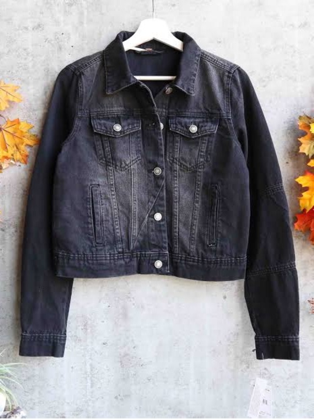 Free People Washed Black Women's Denim Jacket